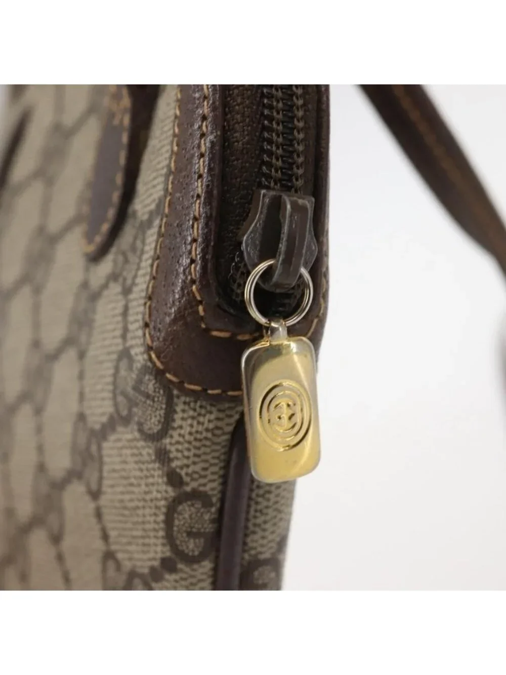 Authentic GUCCI GG Supreme Web Sherry Line Shoulder Bag PVC Beige 904 02 047 - Picture 6 of 16